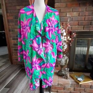 Vintage 70's Sirena Hibiscus Swim Shawl Cover Up